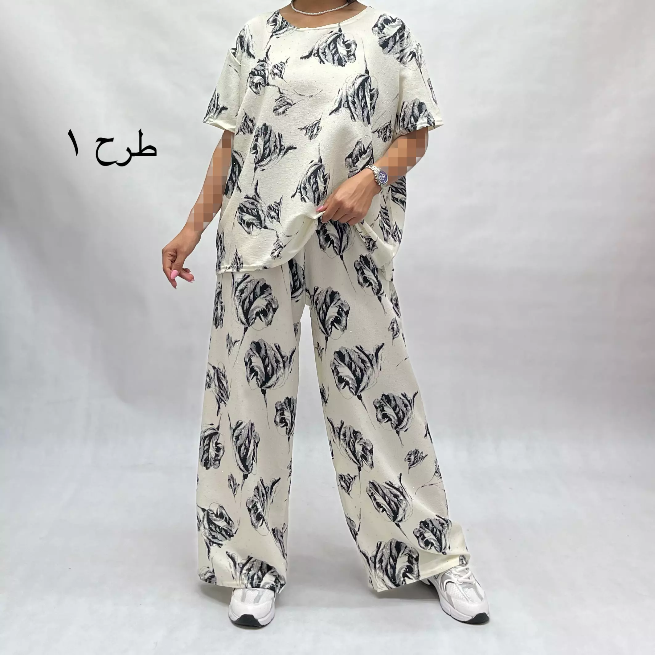ست تیشرت و شلوار زنانه نگینی 0011526155